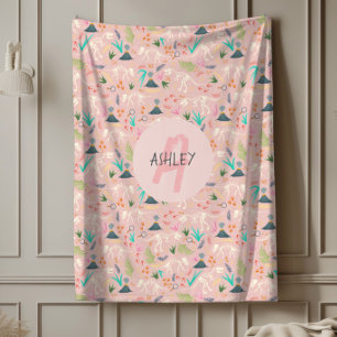 Couverture Polaire Filles science mignonne Dinosaure Fossil Monogramm
