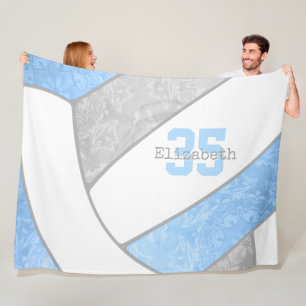 Couverture Polaire filles volley-ball bleu clair gris