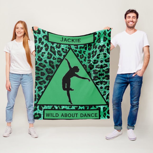 Couverture Polaire Filles "Wild About Dance" Green Leopard (En situation)