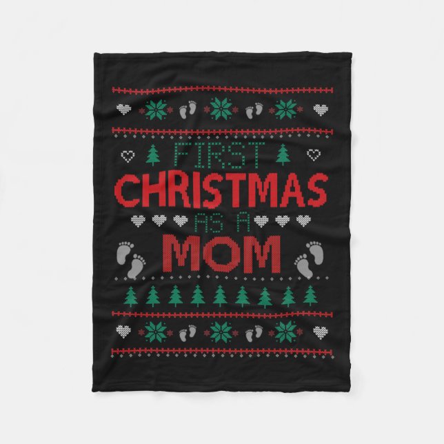Couverture Polaire First Christmas As A Mom Funny Matching Xmas New M (Devant)