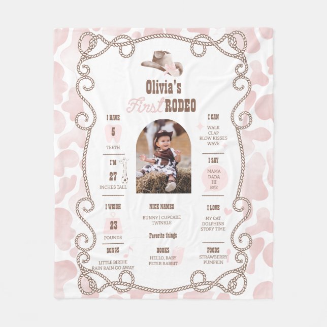 Couverture Polaire First Rodeo 1st Birthday Milestone Sign  (Devant)