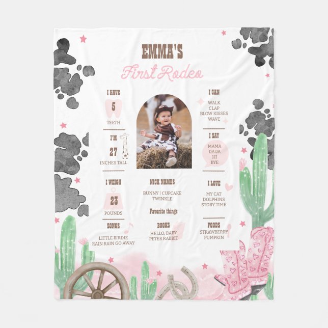 Couverture Polaire First Rodeo Boho Wild West Milestone Sign  (Devant)