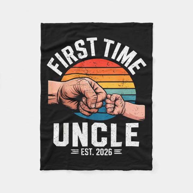 Couverture Polaire First Time Uncle Est 2026 Baby Announcement Great  (Devant)