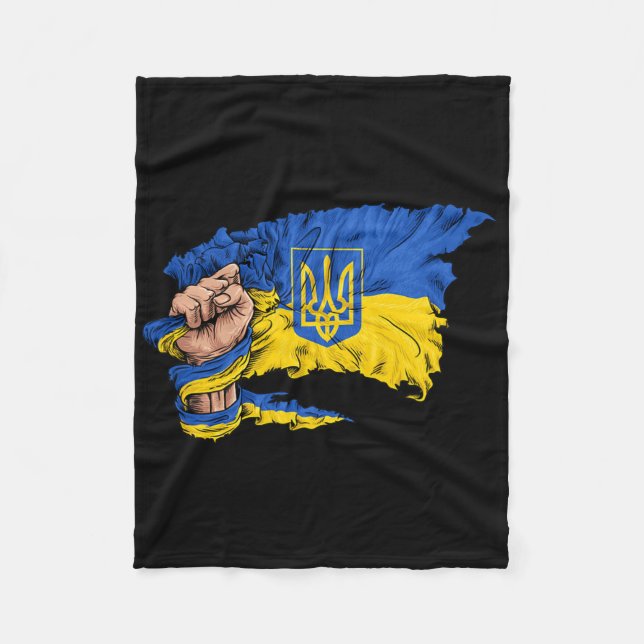 Couverture Polaire Fist Holding Ukraine Flag  (Devant)
