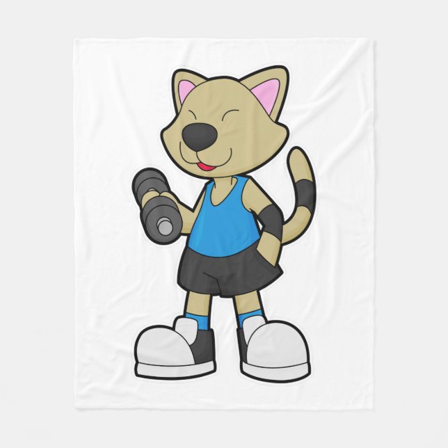 Couverture Polaire Fitness au chat avec Dumbbell (Devant)