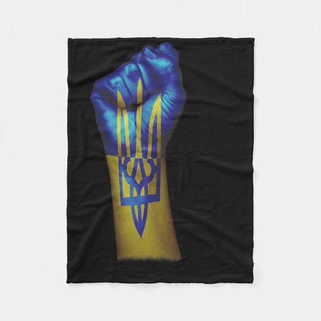Couverture Polaire Flag Of Ukraine + Trident On A Raised Clenched Fis (Devant)