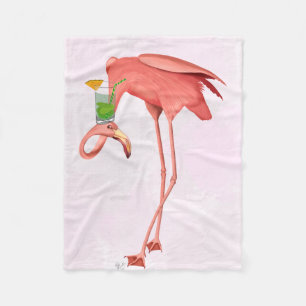 Couverture Polaire Flamant rose avec cocktail
