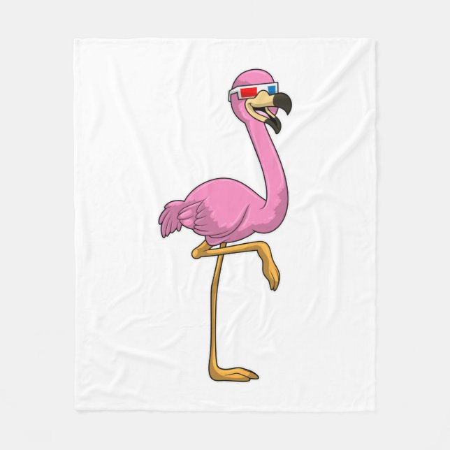 Couverture Polaire Flamant rose avec lunettes (Devant)