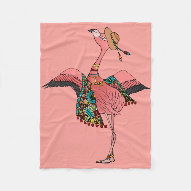 Couverture Polaire Flamant rose Boho rose mignon Décor chambre fille (Devant)