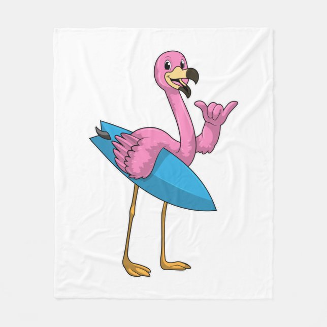 Couverture Polaire Flamant rose comme Surfer avec Surfboard (Devant)