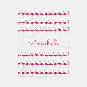 Couverture Polaire Flamant rose d'aquarelle personnalisée rose vif Im