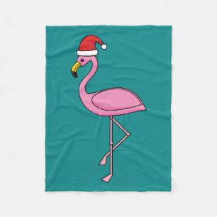 Couverture Polaire Flamant rose de Noël avec Santa Hat