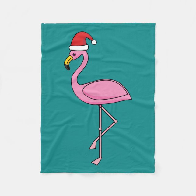 Couverture Polaire Flamant rose de Noël avec Santa Hat (Devant)