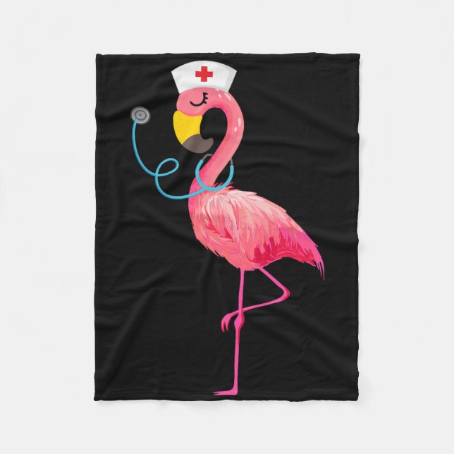 Couverture Polaire Flamant rose d'infirmière - Amusant de Flamant ros (Devant)