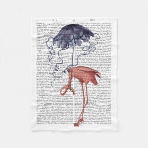 Couverture Polaire Flamant rose et parasol