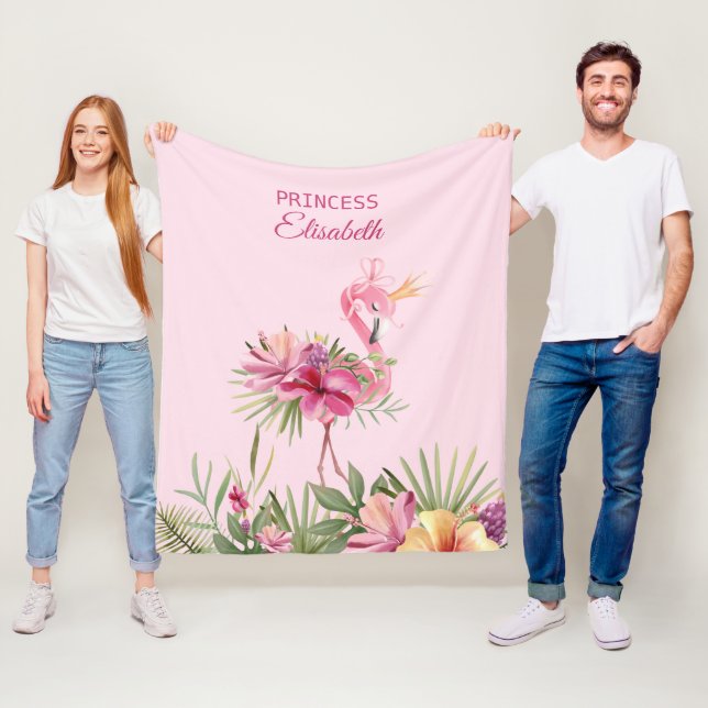 Couverture Polaire Flamant rose princesse mignonne (En situation)