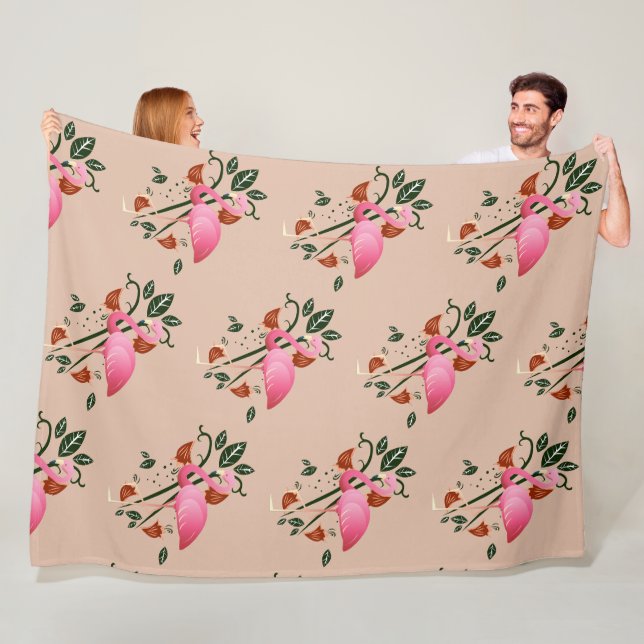 Couverture Polaire Flamant rose rose fleur du printemps (En situation)