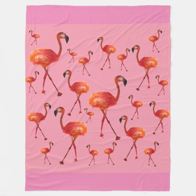 Couverture Polaire Flamant rose rose Oiseaux Blanche polaire (Devant)