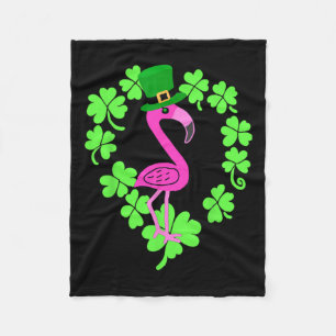 Couverture Polaire Flamant rose Shamrock Jour de la Saint Patrick ani