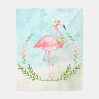 Couverture Polaire Flamant rose tropical Blanche polaire