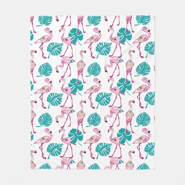 Couverture Polaire Flamants roses roses (Devant)