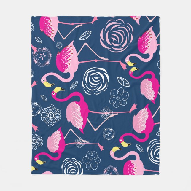 Couverture Polaire Flamants roses roses : Graphic Dark Motif (Devant)
