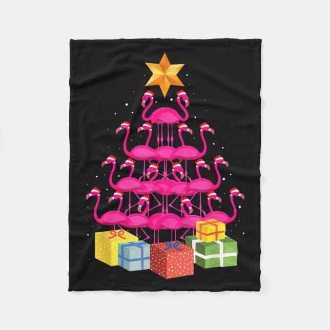 Couverture Polaire Flamingo Tree Funny Ugly Christmas  (Devant)