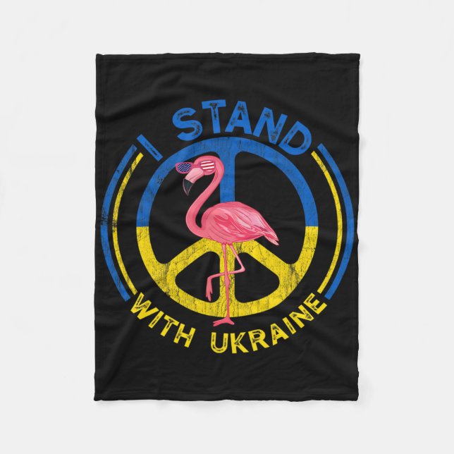 Couverture Polaire Flamingo Ukraine I Stand With Ukraine Flag Support (Devant)