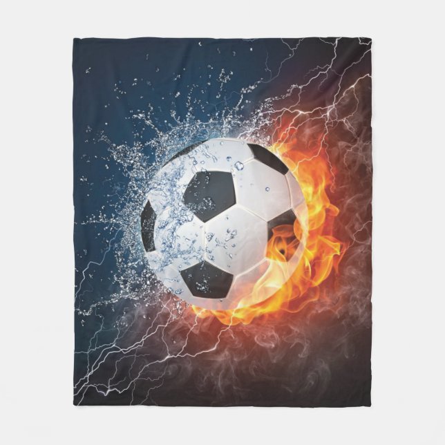Couverture Polaire Flamme Football/Balle de Football Jeu d'oreiller (Devant)