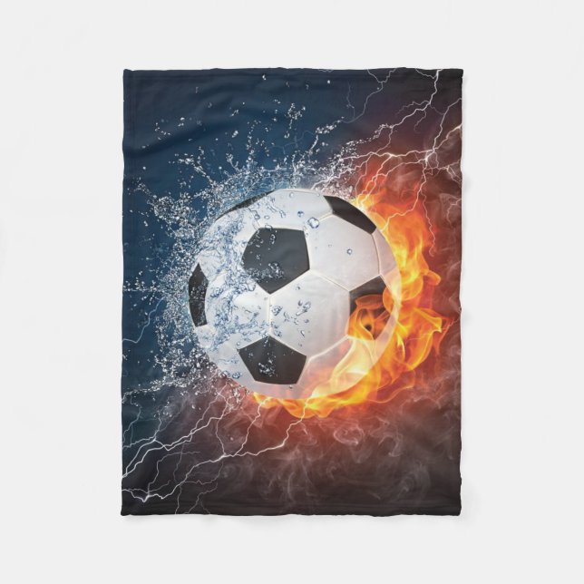 Couverture Polaire Flamme Football/Balle de Football Jeu d'oreiller (Devant)