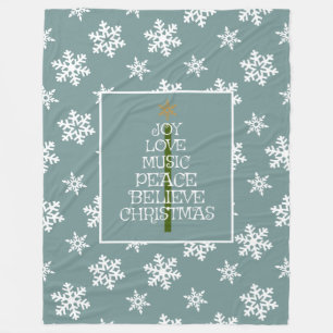 Couverture Polaire Flammes de neige sur le bleu, Vibes de Noël dans u