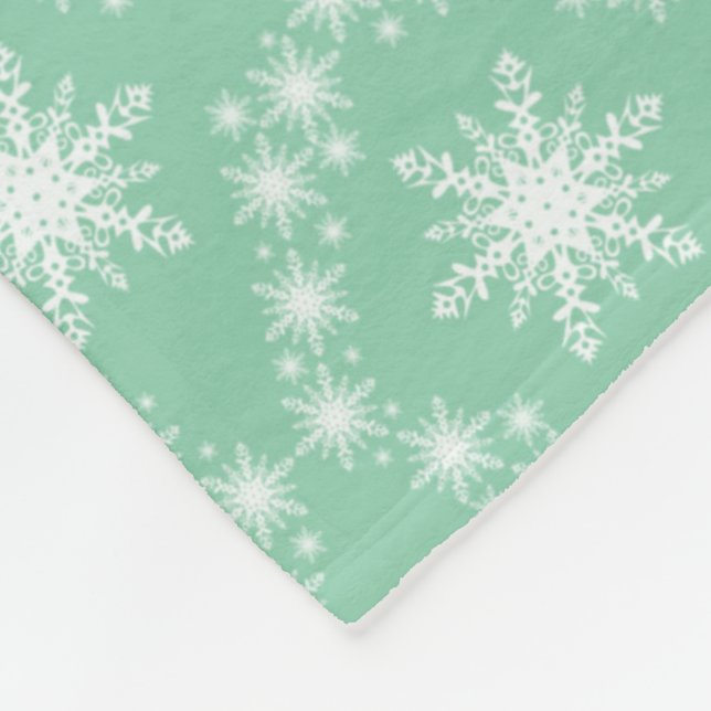 Couverture Polaire Flammes de neige vertes et blanches (Coin)
