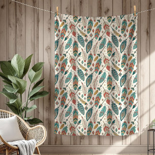 Couverture Polaire Flèche Boho Authentic Tribal Native Ethnic Feather