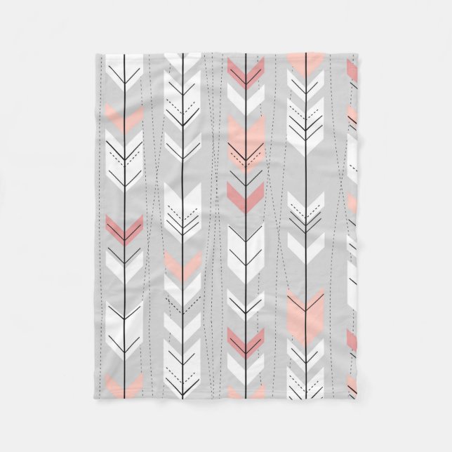 Couverture Polaire Flèches chaudes élégantes de rose de blanc gris (Devant)
