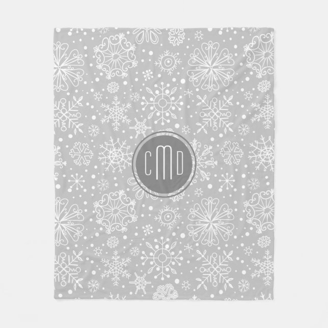 Couverture Polaire Flèches de Noël gris clair et blanc (Devant)