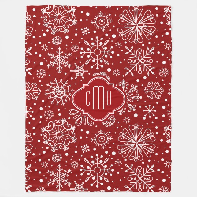 Couverture Polaire Flèches de Noël rouges et blanches de Bourgogne (Devant)