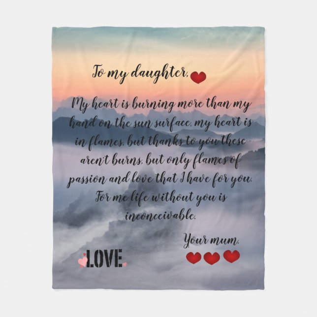 Couverture Polaire Fleece Blanket Message d'amour Mère/fille (Devant)