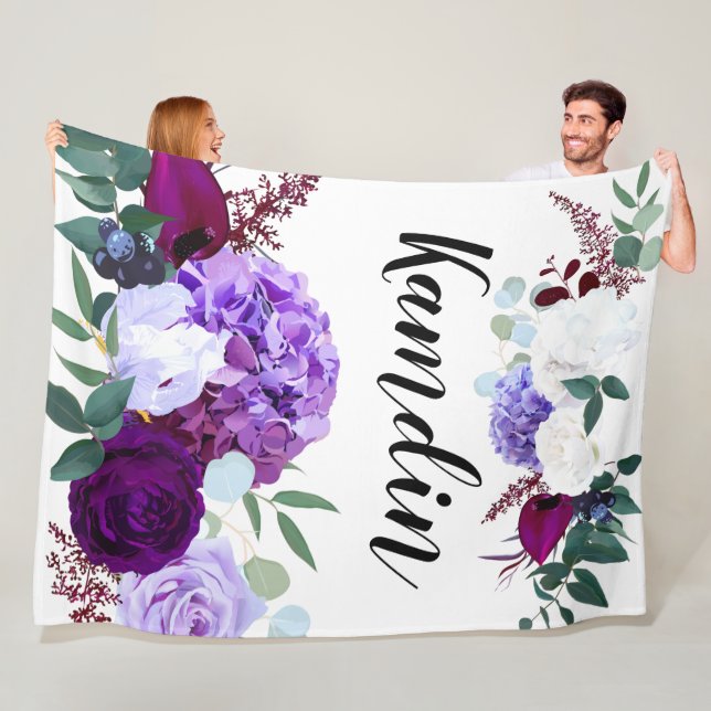 Couverture Polaire Fleece personnalisée Lancer Lavande Hibiscus sur W (En situation)