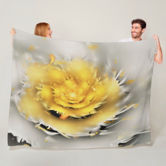Couverture Polaire Fleur Abstraite fractée jaune