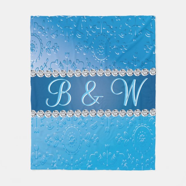 Couverture Polaire Fleur bleu Monogram élégant Merveilleux (Devant)