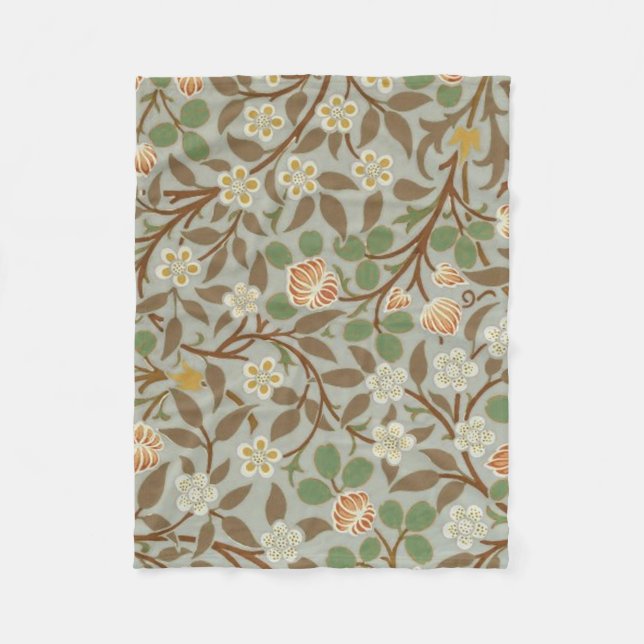 Couverture Polaire Fleur botanique de trèfle William Morris (Devant)