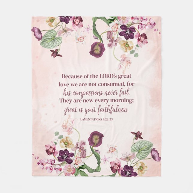Couverture Polaire Fleur chrétienne rose Scripture (Devant)