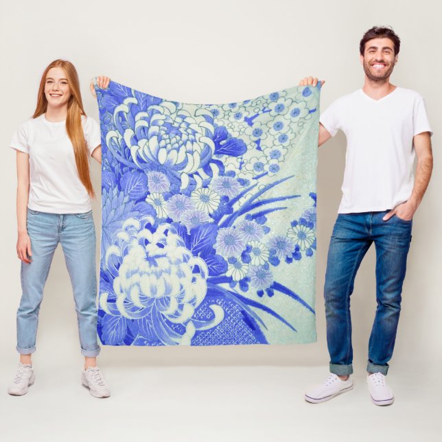 Couverture Polaire Fleur Chrysanthemum, Design japonais (En situation)