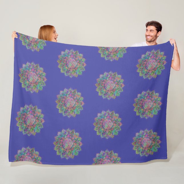 Couverture Polaire Fleur de la vie - Indien Mandala 7c (En situation)