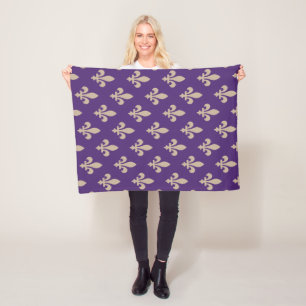 Couverture Polaire Fleur de Lis Motif, Royal French Creative on Purpl