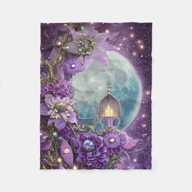 Couverture Polaire Fleur de lune violette Imaginaire détaillée (Devant)