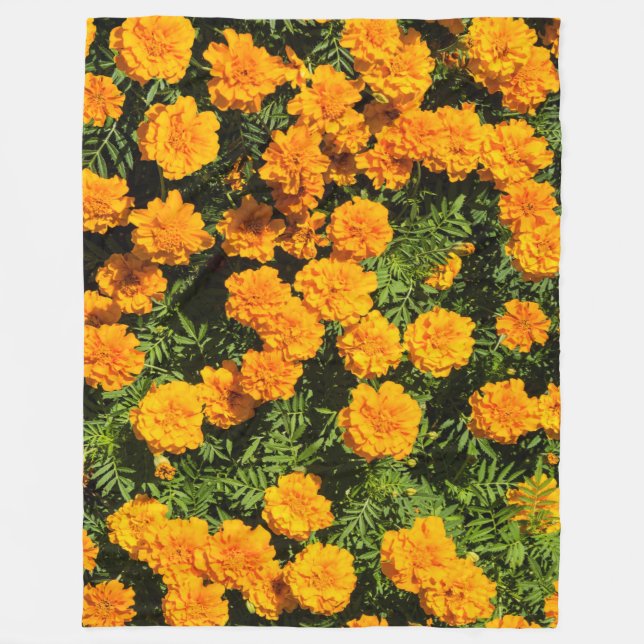 Couverture Polaire Fleur de Marigold en fleurs blanc (Devant)
