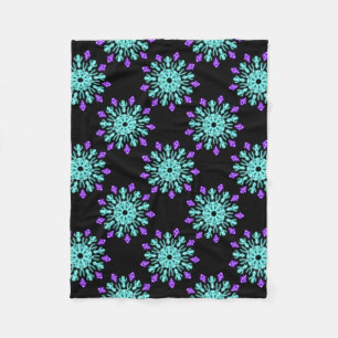 Couverture Polaire Fleur de néon pourpre et turquose