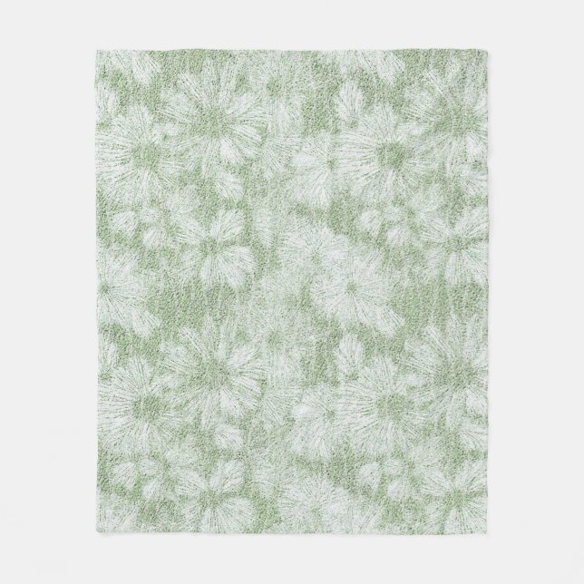 Couverture Polaire Fleur de Pâquerette Veloutée Vert Citron (Devant)
