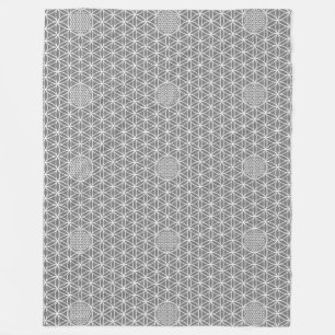 Couverture Polaire Fleur de vie - blanc clair sans soudure + votre do